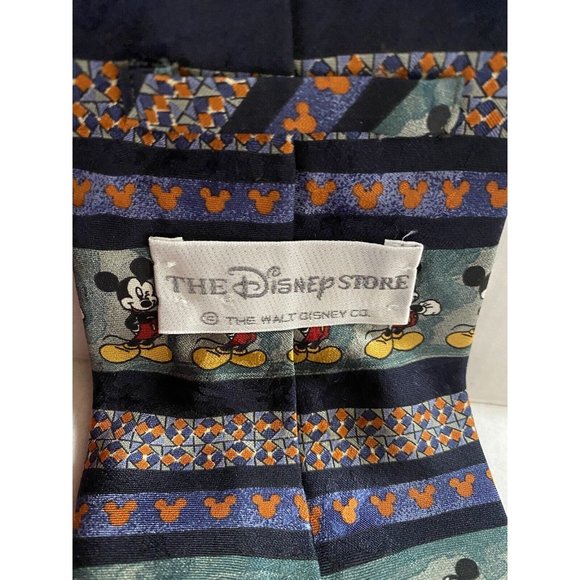 DISNEY STORE Silly Mickey Mouse Silk Tie Repetitive Stripe Pattern - Picture 2 of 8